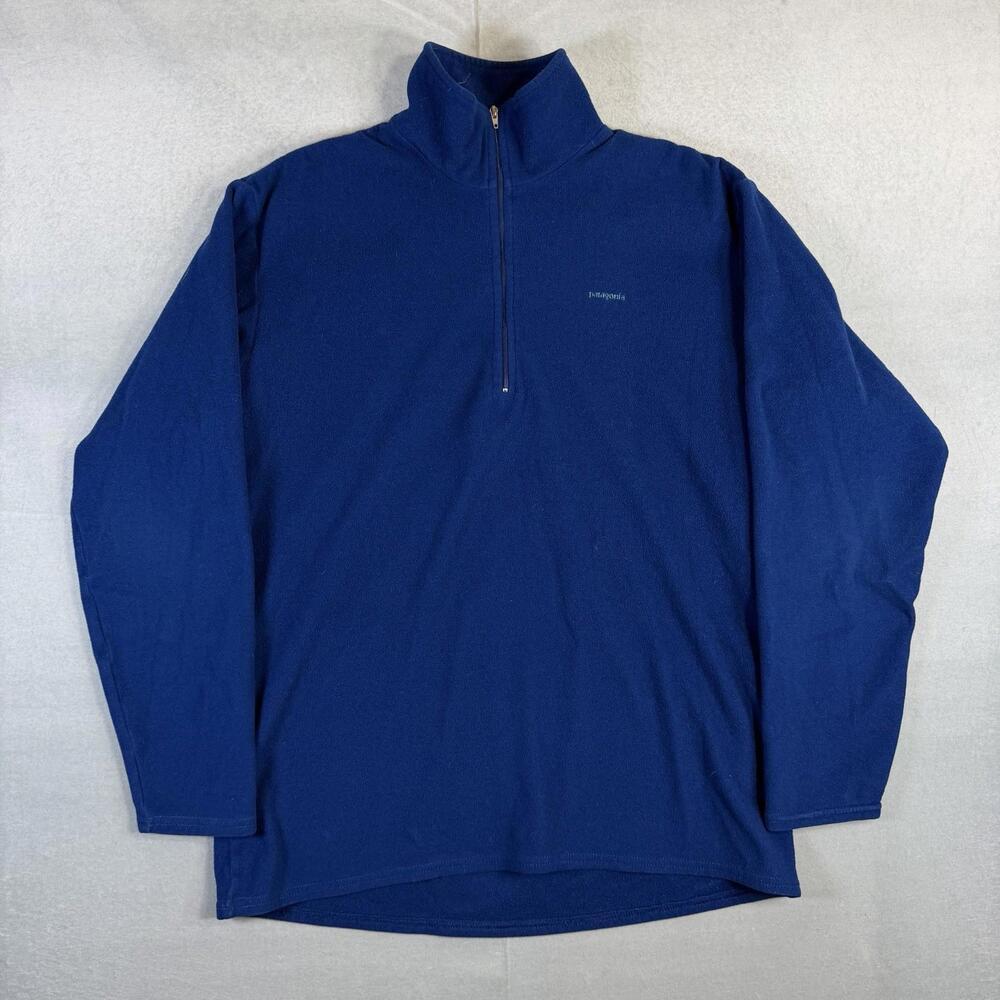 Vintage Patagonia Capilene 1/4 Zip Sweater Mens Large Blue Fleece USA Made 90s